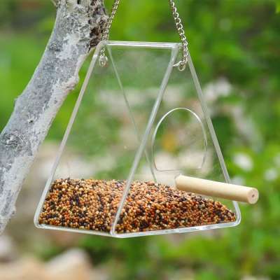 Outdoor  Hanging Feeding Box Perspex   Acrylic Bird Feeder