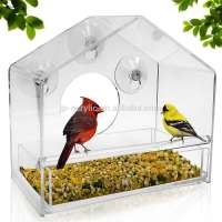 Wholesale clear acrylic squirrel proof window wild bird feeder with sliding tray and suction